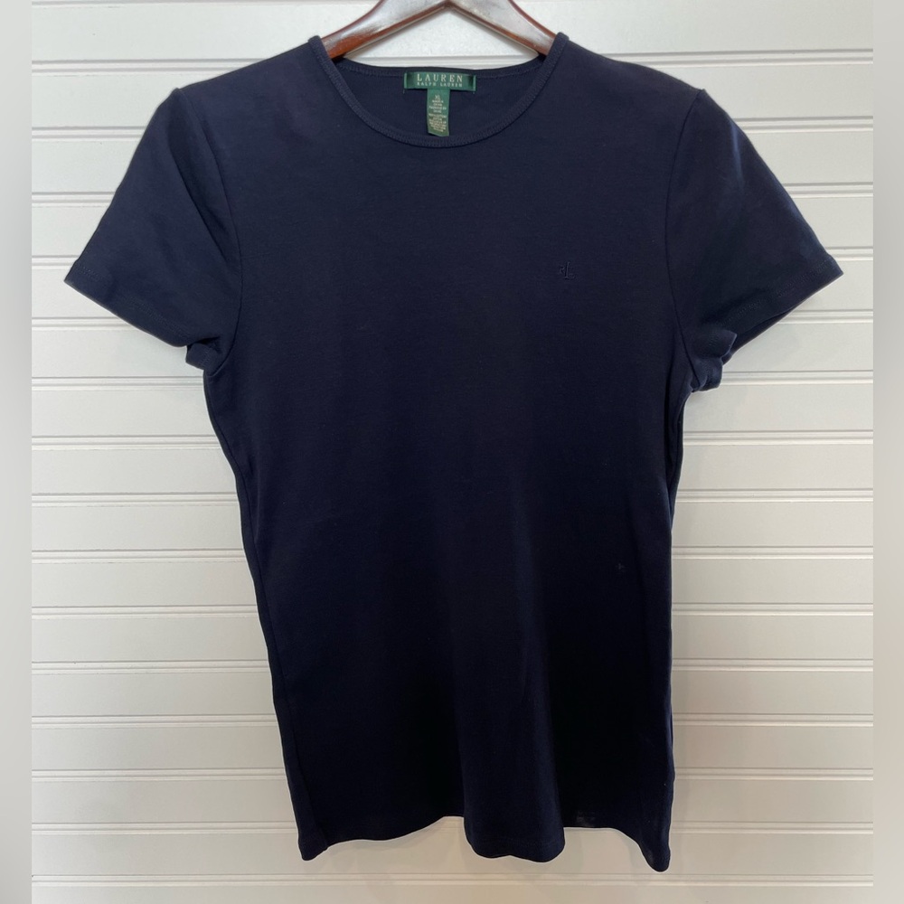Lauren Ralph Lauren women’s navy fitted stretchy top t-shirt